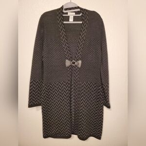 Soft Surroundings Black and Gray Chevron Cardigan
